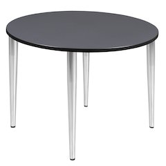 48 in. Round Breakroom Table- Grey Top, Chrome Tapered Legs