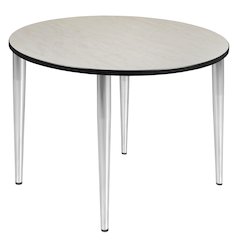 48 in. Round Breakroom Table- Maple Top, Chrome Tapered Legs