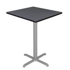 Cafe High 30" Square X-Base Table- Grey/ Grey Base