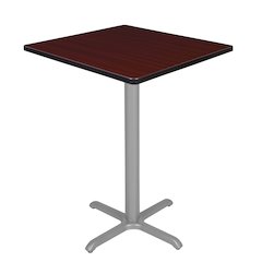 Cafe High 30" Square X-Base Table- Mahogany/ Grey Base