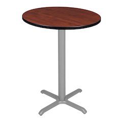 Cafe High 30" Round X-Base Table- Cherry/ Grey Base