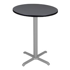 Cafe High 30" Round X-Base Table- Grey/ Grey Base
