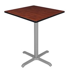 Cafe High 36" Square X-Base Table- Cherry/ Grey Base