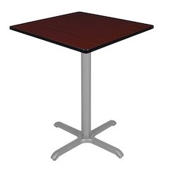 Cafe High 36" Square X-Base Table- Mahogany/ Grey Base