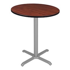 Cafe High 36" Round X-Base Table- Cherry/ Grey Base