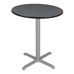 Cafe High 36" Round X-Base Table- Grey/ Grey Base