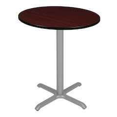 Cafe High 36" Round X-Base Table- Mahogany/ Grey Base