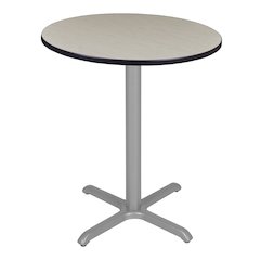 Cafe High 36" Round X-Base Table- Maple/ Grey Base