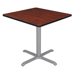 30 in. Small Square X-Base Breakroom Table- Cherry Top, Grey Legs