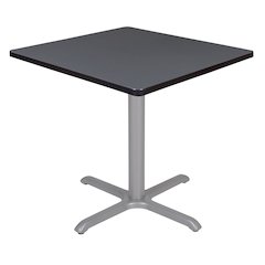 30 in. Small Square X-Base Breakroom Table- Grey Top, Grey Legs