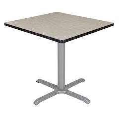 30 in. Small Square X-Base Breakroom Table- Maple Top, Grey Legs