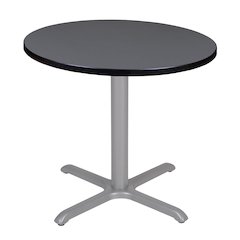 30 in. Small Round X-Base Breakroom Table- Grey Top, Grey Legs