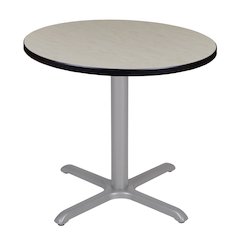 30 in. Small Round X-Base Breakroom Table- Maple Top, Grey Legs