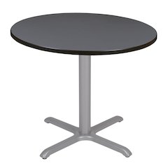 36 in. Medium Round X-Base Breakroom Table- Grey Top, Grey Legs