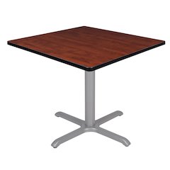 42 in. Medium Square X-Base Breakroom Table- Cherry Top, Grey Legs