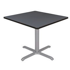42 in. Medium Square X-Base Breakroom Table- Grey Top, Grey Legs
