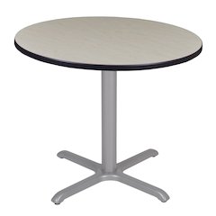 42 in. Medium Round X-Base Breakroom Table- Maple Top, Grey Legs