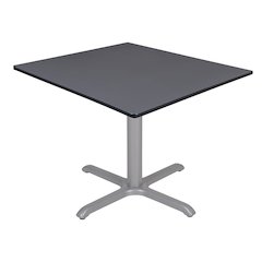 48 in. Large Square X-Base Breakroom Table- Grey Top, Grey Legs