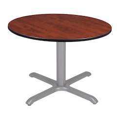 48 in. Large Round X-Base Breakroom Table- Cherry Top, Grey Legs