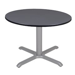 48 in. Large Round X-Base Breakroom Table- Grey Top, Grey Legs