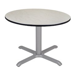 48 in. Large Round X-Base Breakroom Table- Maple Top, Grey Legs