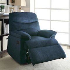 Arcadia Motion Recliner Blue Woven Fabric