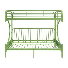 Metal Futon Bunk Bed Twin over Full, Kids Bunkbed with Bottom Futon Combo, Green
