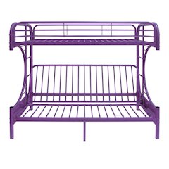 Metal Futon Bunk Bed Twin over Full, Kids Bunkbed, Purple