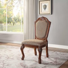 Chateau De Ville Side Chair (Set-2) Fabric & Cherry