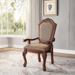 Chateau De Ville Arm Chair (Set-2) Fabric & Cherry