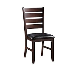 Urbana Side Chair (Set-2) Black Synthetic Leather & Cherry