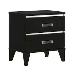 Black Finish Nightstand with Modern Storage Design