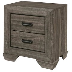 Weathered Gray Grain Bedroom Nightstand with Rustic Country-Cottage Style