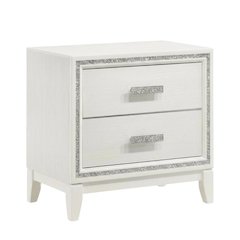 White Finish Nightstand with Modern Design and Storage Space