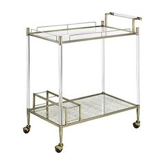 Cirro Serving Cart Antique Mirror & Wire Brass