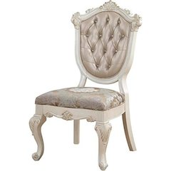 Chantelle Side Chair (Set-2) Rose Gold Synthetic Leather & Pearl White