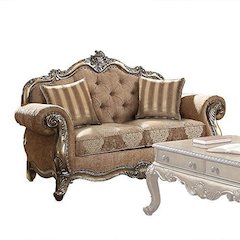 Ragenardus Loveseat w/2 Pillows Fabric & Vintage Oak