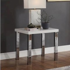 Harta End Table White High Gloss & Chrome