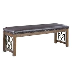 Raphaela Bench Black Synthetic Leather & Weathered Cherry