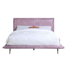 Metis Eastern King Bed Pink Top Grain Leather