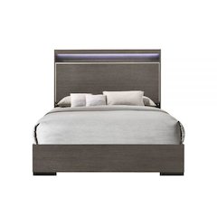 Escher Eastern King Bed LED & Gray Oak