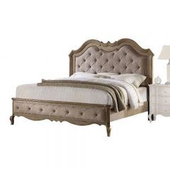 Chelmsford Eastern King Bed Beige Fabric & Antique Taupe