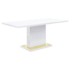 Gaines Dining Table w/Pedestal Base White High Gloss