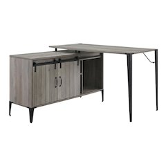 Industrial Gray Oak And Black Finish Writing Desk With Modern Design