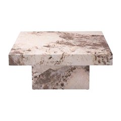 Engineered Stone Finish Coffee Table Single Piece Durable Surface, Modern Design