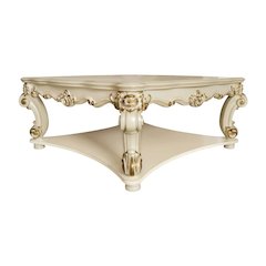 Grey Wooden Square Coffee Table with Scrolled Legs and Durable Construction
