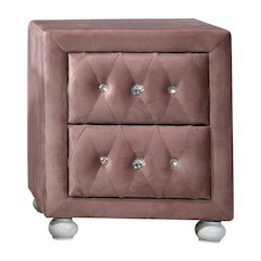 Pink Fabric Nightstand with Rectangular Shape and Modern Design