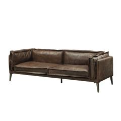 Porchester Loveseat Distress Chocolate Top Grain Leather
