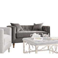 Sidonia Loveseat w/2 Pillows Gray Velvet