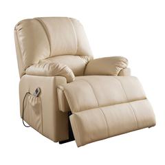 Ixora Recliner w/Power Lift & Massage Beige Synthetic Leather